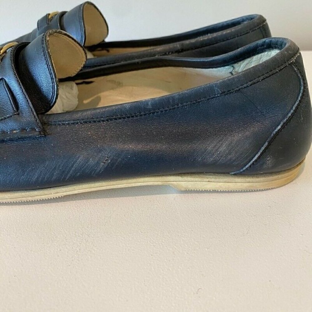 Gucci Loafers Shoes Blue Leather Slip-On Moc Toe 9 - Picture 6 of 10